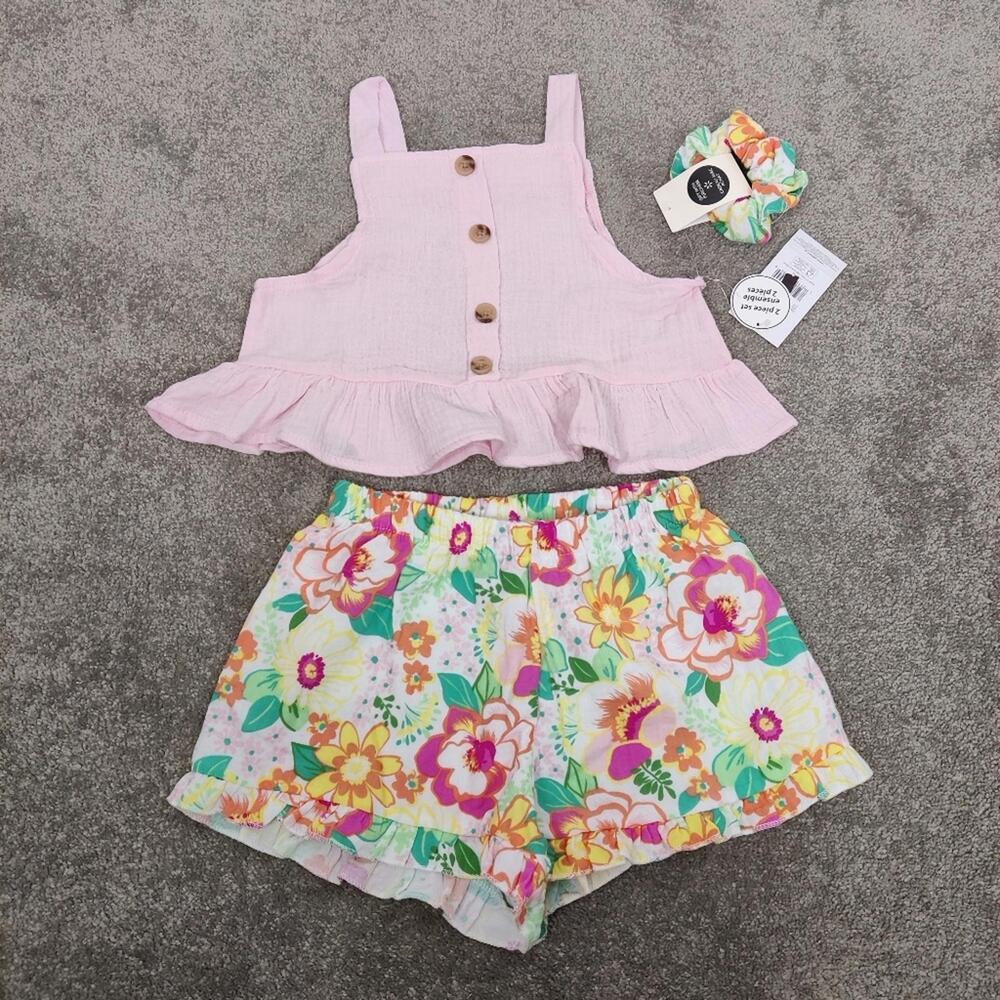 George Girl's Tank Top & Short Set Size Youth Small 6 Years Old 100% Cotton NEW